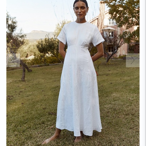 DISSH | Dresses | Nwt Jayde White Linen Midi Dress From Dissh Size 4 |  Poshmark